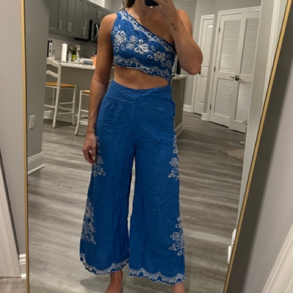 Farm Rio x Anthropologie One-Shoulder Embroidered Linen Jumpsuit - Picture 10 of 10